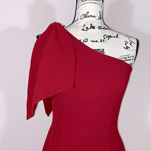 Dress the Population Tiffany One-Shoulder Midi Dress Red S - Picture 2 of 8